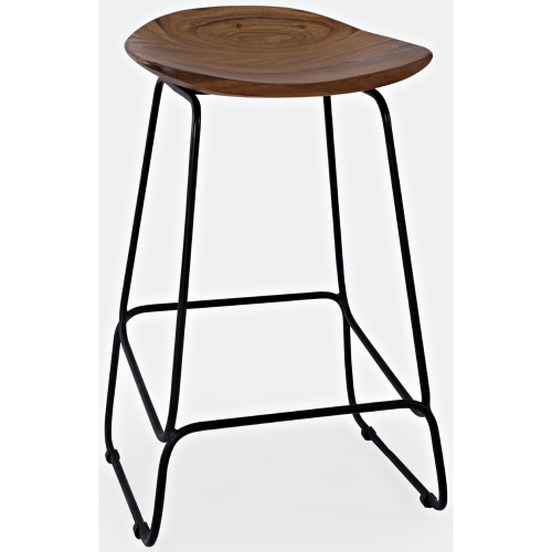 Nature's Edge Backless Counter Stool in Chestnut Wood & Iron (Set of 2)